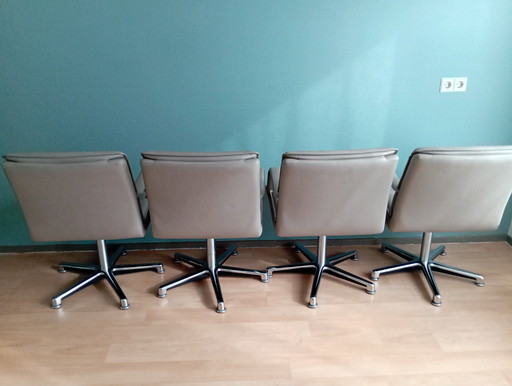 Ensemble de 4 fauteuils pivotants Walter Knoll – cuir – 2009