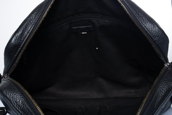 Image 1 of Hugo Boss, grained leather laptop bag in black