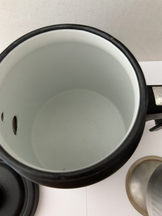 Image 1 of Arabia Finel koffiepot + percolator kleur mat zwart VINTAGE