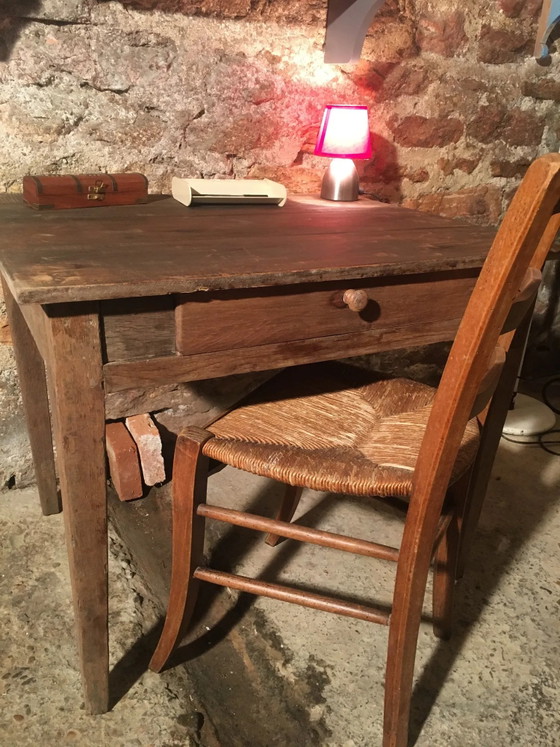 Eiken/populier bijzettafel met lade – Vintage (photo 13 of 14)