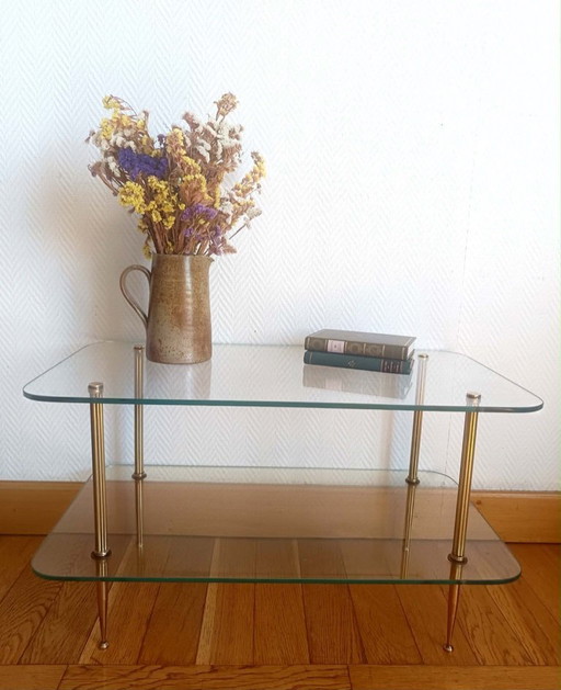 Brass and glass coffee table, Jansen style, circa 1960 – salontafels
