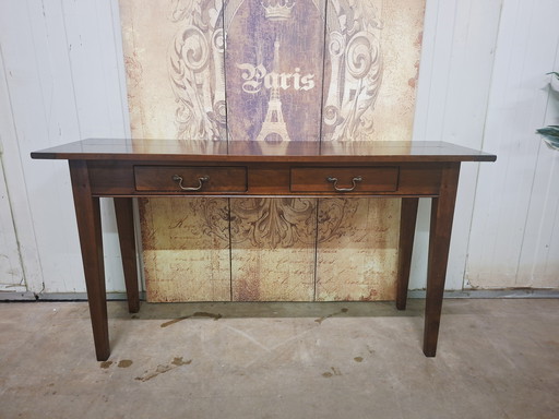 Klassischer Beistelltisch aus dunklem Kirschholz, Konsolentisch, Wandkonsole, Maße: 140 x 40 cm und 75 cm hoch.