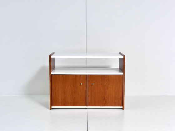Mobile audio vintage con scomparto per vinili e ripiani, Armadi contenitori, Legno, Marrone (foto 4 di 12)