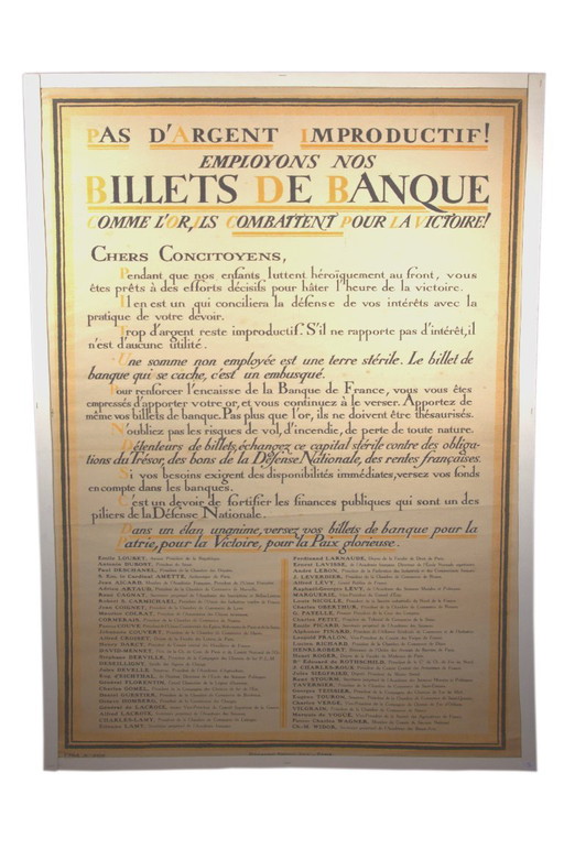 Cartel original sobre cartulina "Usemos nuestros billetes", imprenta DRAEGER Frères, París, 67x105cm. – posters, Paper