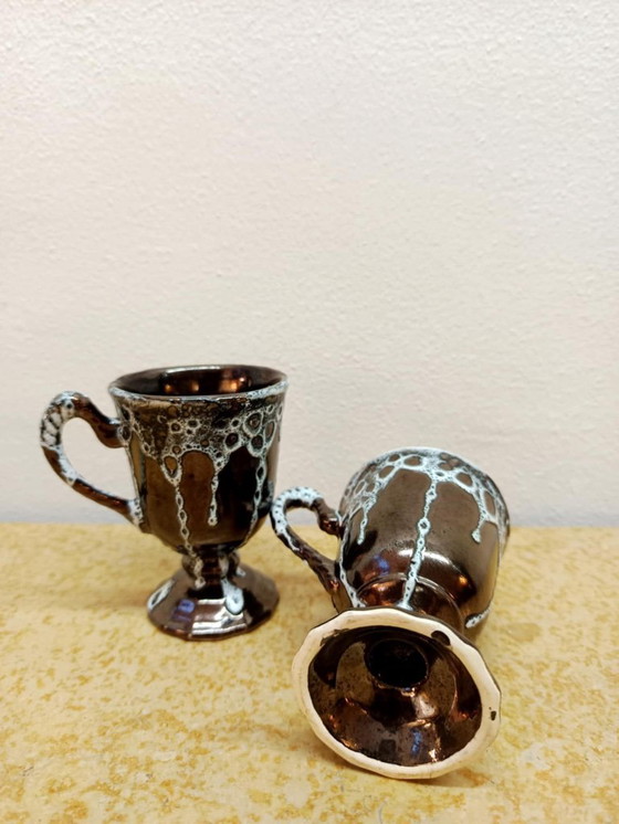 Image 1 of 6x Mazagrans vintage coffee cups Sars Pottery