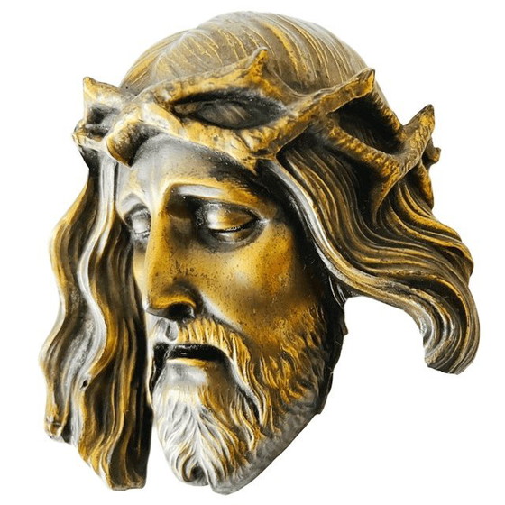 Antikes religiöses Wandrelief aus Messing, Jesus Christus mit Dornenkrone, 1900er Jahre – Dekorative Objekte (photo 5 of 7)