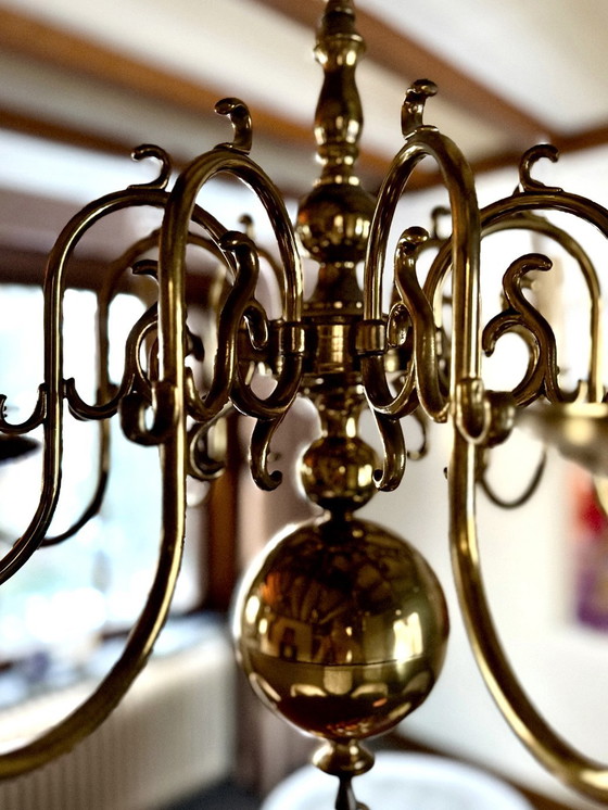 Image 1 of Klassieke massief messing kroonluchter –  landelijk karakter