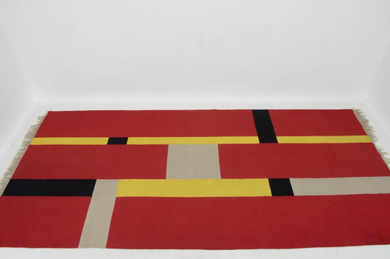 Image 1 of Tapis géométrique Bauhaus rare, années 1940