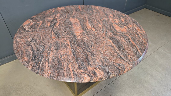 Image 1 of Tavolino centrale vintage rotondo in granito e ottone di Belogchrom, anni '70.