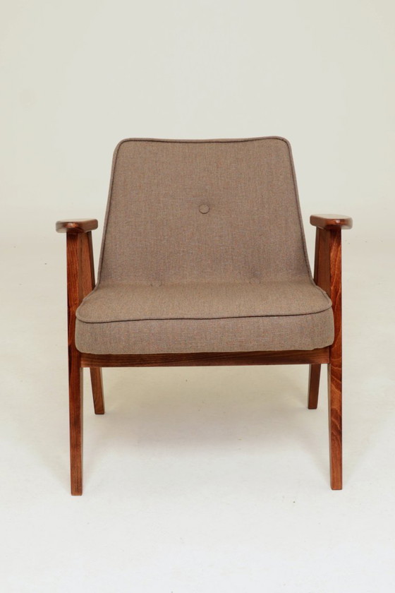 Image 1 of Paire de fauteuils lounge vintage, revêtement taupe chiné confetti, fauteuils rénovés