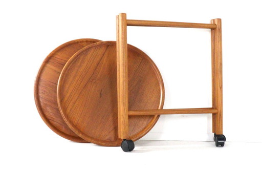 Jens Quistgaard voor Dansk Design trolley vintage met dienbladen – serveerwagens, Wood (photo 2 of 15)