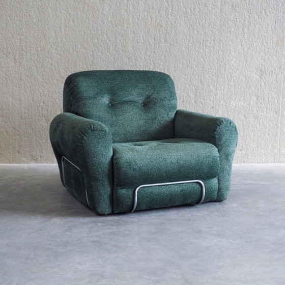 Italiaanse Mid-Century Modern Fauteuil – Textile, Chrome (photo 2 of 17)