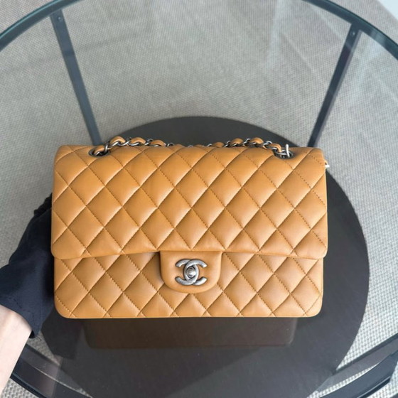 Image 1 of Chanel Chanel Classic Flap Medium - 25CM Quilted Lambskin Caramel Silver Hardware Series 19