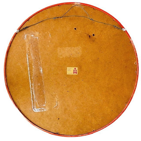 Image 1 of Mid - Century space age mirror orange wood O.W. Hack 1960's