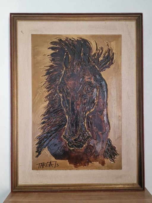 Vintage horse portrait signed TARGA