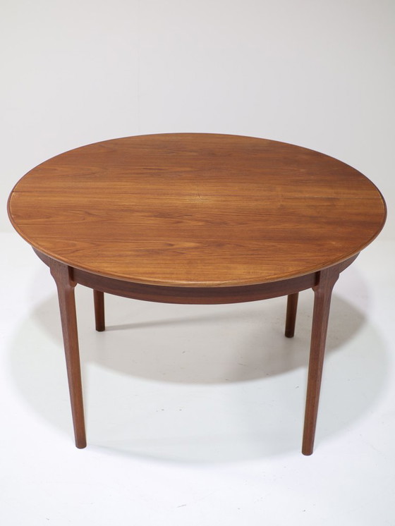 Image 1 of Extendable round dining table oval Danish teak vintage
