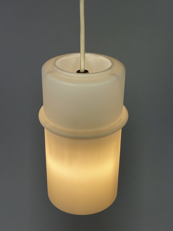 Image 1 of Set van Twee Melkglazen Hanglampen, Raak, Nederland, 1960's
