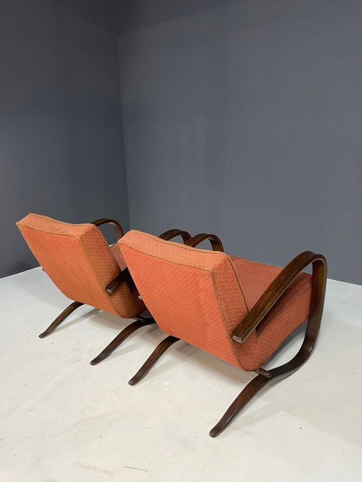 Paire de chaises longues H269 par Jindřich Halabala, Tchécoslovaquie, années 1930