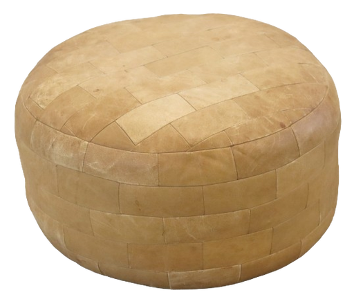 Puf de cuero con patchwork vintage