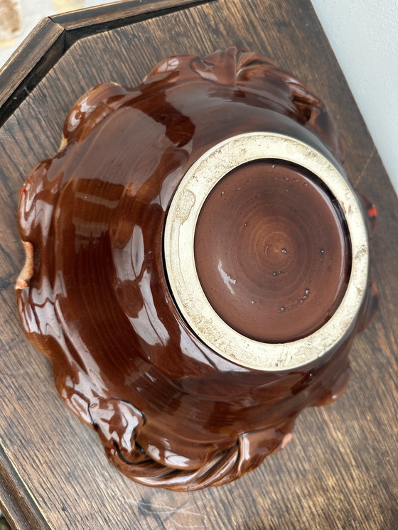 Image 1 of Coupe à fruits- Centre de table vintage céramique émaillée attribuée Vallauris 