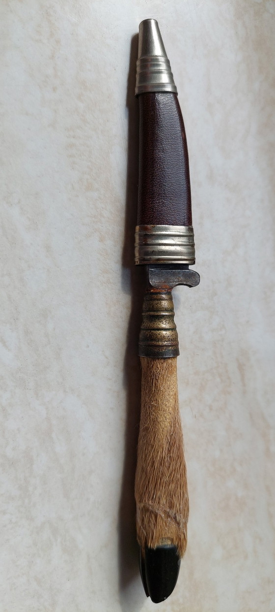 Image 1 of Coltello da caccia vintage Rehwappen Solingen con manico in zampa di cervo