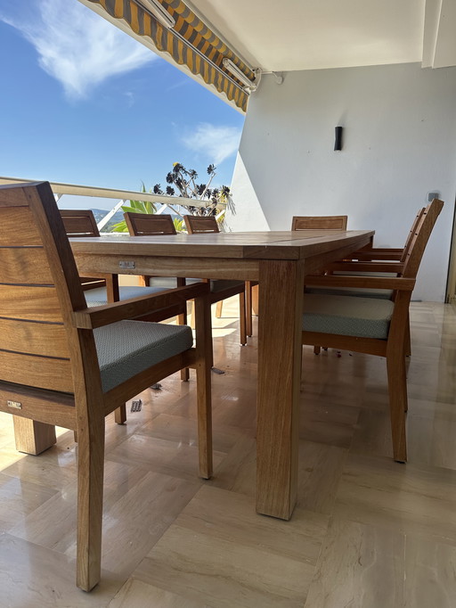Table extérieure et 8 fauteuils Manutti 