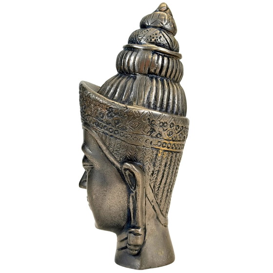 Testa di Divinità Asiatica Decorativa in Metallo con Corona – Sculture, Aziatisch (photo 7 of 9)