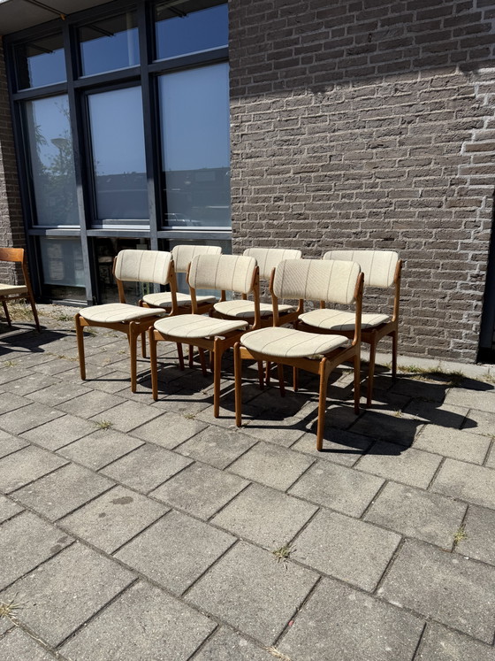 6 chaises de salle à manger vintage, modèle n° 49, Erik Buch ‘70 – Wood, Textile (photo 15 of 15)