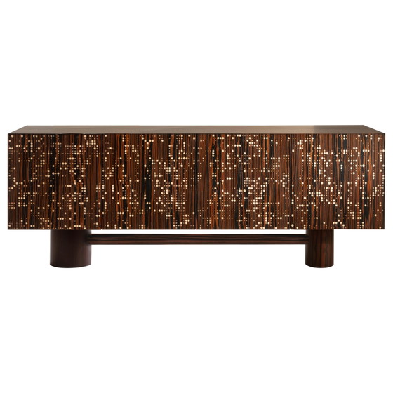 Luciano Frigerio Postmodernes Sideboard aus Maserholz und Perlmutt 1980 – Glass (photo 6 of 23)
