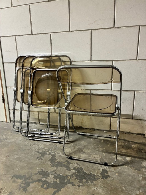 Anonima Castelli Plia Klapstoel, 1967 Set 4x – klapstoelen, Metal, Plexiglass