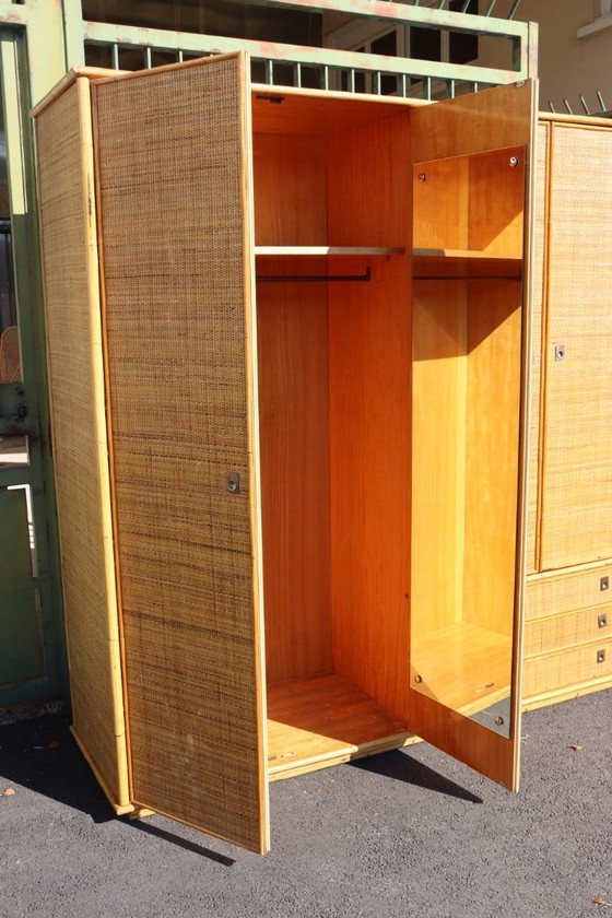 Large rattan and bamboo wardrobe by Dal Vera Italy, Gold (photo 10 of 10)