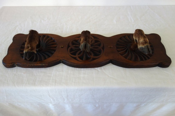 Image 1 of Vintage wall-mounted coat rack with deer hooves, Hautes-Alpes