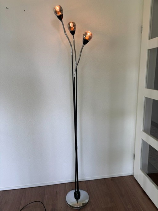 Space Age 60/70er Jaren Staande Lamp Met Flexibele Armen – vloerlampen, Glass, Metal