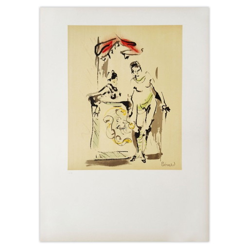 Christian BERARD Lithographie Les Comédiens 1965 – lithos zeefdrukken, Paper (photo 2 of 5)