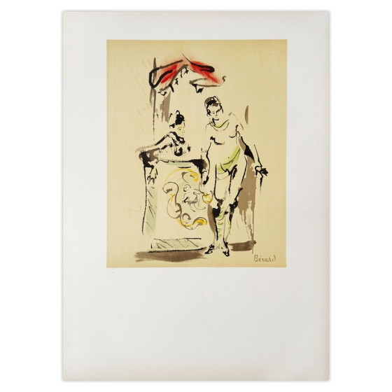 Christian BERARD Lithographie Les Comédiens 1965 – Lithographies et sérigraphies, Paper (photo 2 of 5)