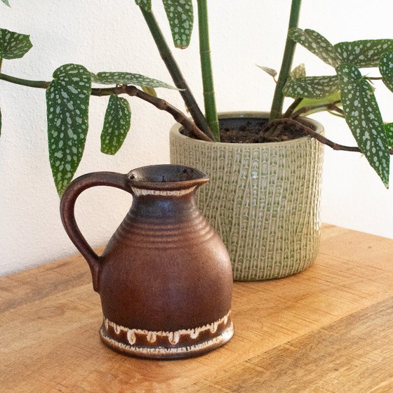 Image 1 of Brown and white vintage West German jug/vase: ceramic pitcher from the 1970s