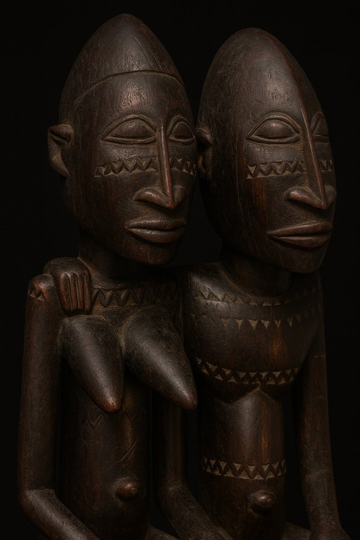 Baule Couple Sculpture - Côte d’Ivoire - Hardwood - 20th century