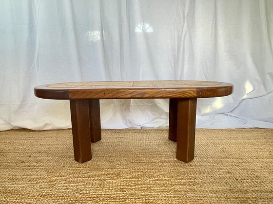 Image 1 of Herbarium coffee table in ceramic and solid wood, signed