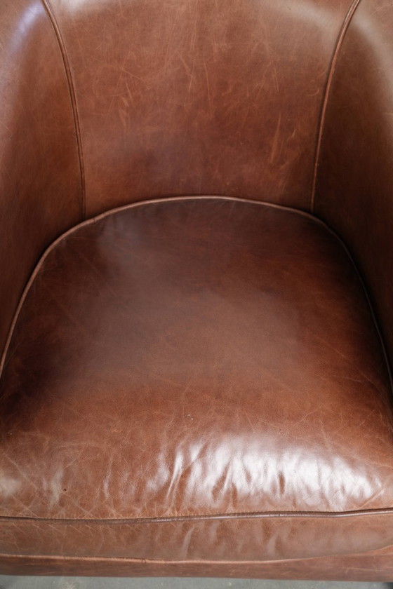 Cognacfarbener Club-Sessel im englischen Stil aus Rindsleder in gutem Zustand – Leather (photo 6 of 11)