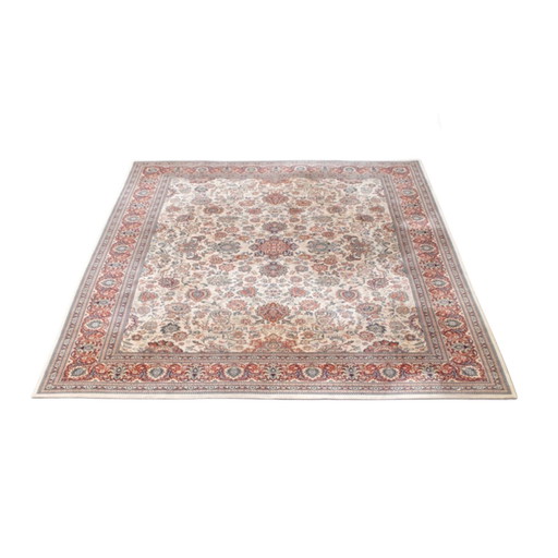 Grand tapis en laine dans les tons beige/brun/jaune et rouge 403x298cm