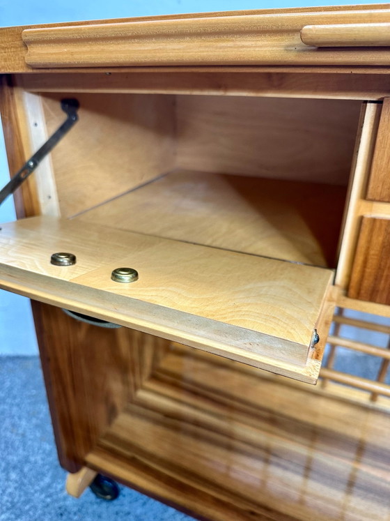 Mid Century Bar Cart Side Table 50s 60s Vintage, Wood, Brown (photo 8 of 15)