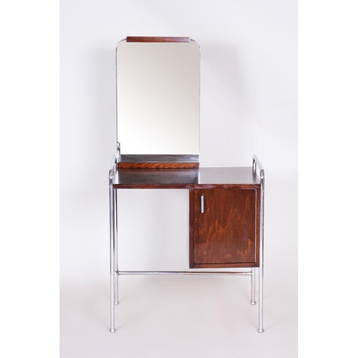 Vintage bauhaus vanity in beech and chrome, 1930