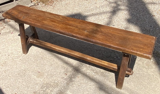 Image 1 of Panca da fattoria in rovere massello, 140 cm, per un tavolo rustico da fattoria anni '50