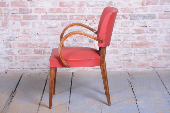 Restored Art Deco Armchair, by Jules Leleu, Beech, Revived Polish, France, 1930s – Wood, Skai (photo 8 of 14)