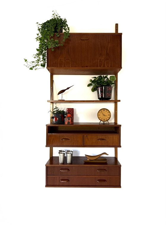 Image 1 of Vintage Danish modular teak wall system '60