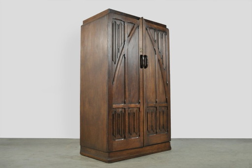 Armadio e/o mobile da ingresso in legno, pezzo unico in stile Art Nouveau, anni '30.