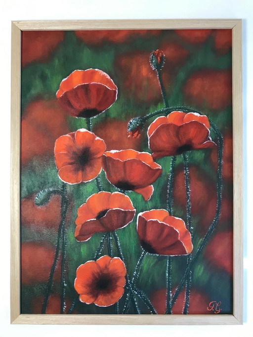 Peinture à l'huile - Irina Gauss - Coquelicots en été