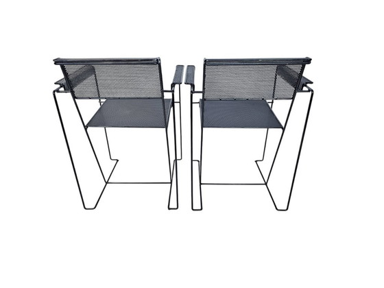 Pilastro Style - Post Modern - (2) Chairs - Perforated Steel - Holland - 70's – Armchairs, Metal (photo 4 of 12)
