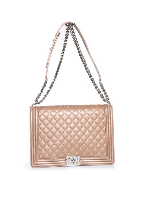 Borsa Chanel Boy grande in pelle metallizzata