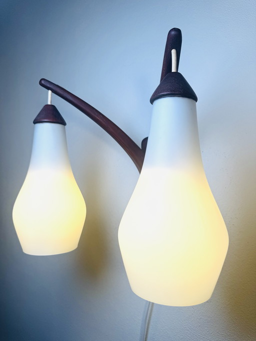 DOUBLE-ARM WALL LAMP BY UNO & ÖSTEN KRISTIANSSON FOR LUXUS, SWEDEN, 1960s